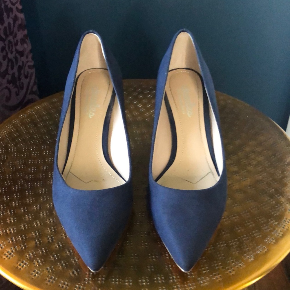 Navy leather heels